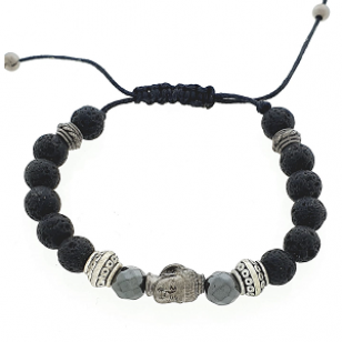 Armband Boeddha Lava-steen
