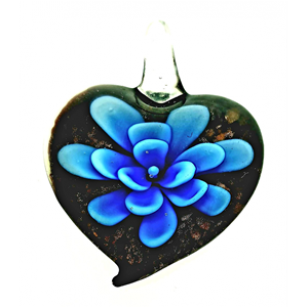 Hanger Lampwork Hart Blauw