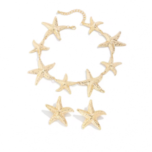 Ketting & Oorbellen Zeester Goud