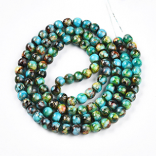 Glas Kralen 8mm Cyan Gold