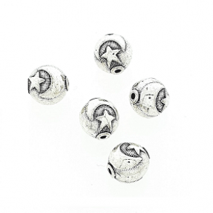 Kraal Zilver Ster/maan 10mm