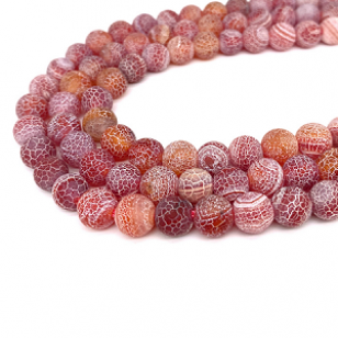 Kralen Agate Frosted Red 8mm