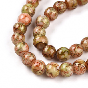 Glaskralen Olive-Gold 8mm 