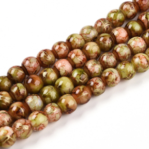 Glaskralen Olive-Gold 8mm 
