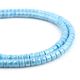 Kralen Ceramic 6x4mm Blauw