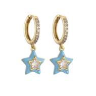 Oorbellen Star Rvs Emaille Zirkon
