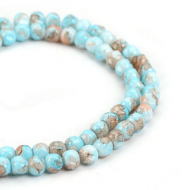 Glaskralen 6mm Facet Blue Orange