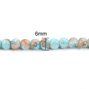 Glaskralen 6mm Facet Blue Orange