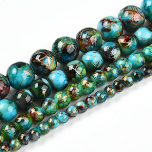 Glas Kralen 4mm Cyan Gold