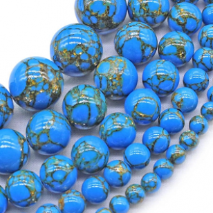 Glas kralen Blauw/Goud 4mm