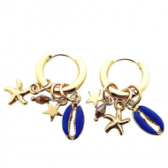 Oorbellen Rvs Schelp Blauw