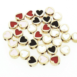 Kraal Goud Hart Emaille 7x4mm