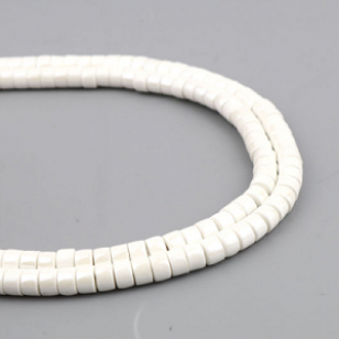 Kralen Keramiek wit 6x4mm