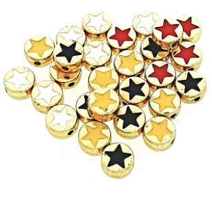 Kraal Goud Ster emaille 7x4mm