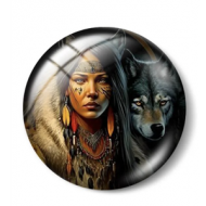 Plaksteen Glas Indiaan Wolf 25mm