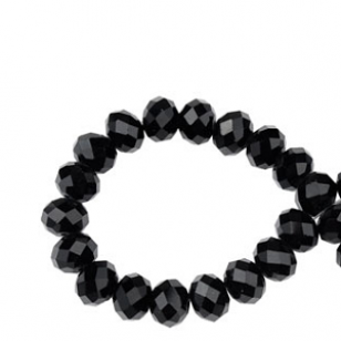 Glaskralen Facet 4x3mm Zwart