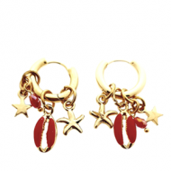 Oorbellen Rvs Schelp Rood
