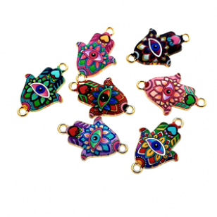 Tussenstuk Hamsa Lucky Eye Emaille