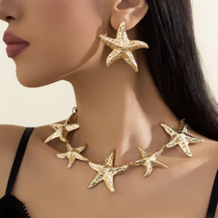 Ketting & Oorbellen Zeester Goud