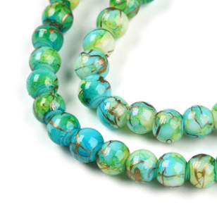 Kralen Glas Lime-Goud 4mm