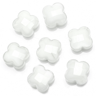 Kraal Facet Klaver4 Wit