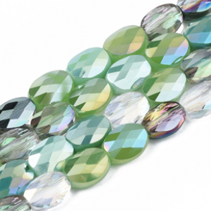 Glaskralen facet Groen 6x8mm