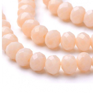 Glaskralen Facet Peach opaal 4x3mm