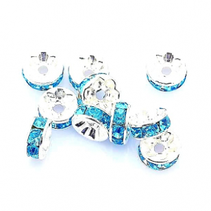 Kraal  6mm Strass Blauw