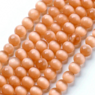 Glaskralen Cateye Coral 6mm 