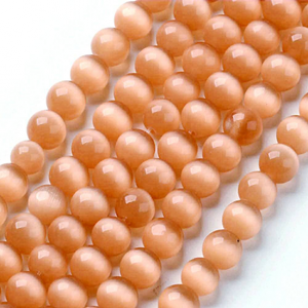 Glaskralen Cateye Coral 6mm 
