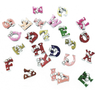 Schuifletter Emaille Strass 15mm