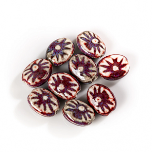 Kraal Keramiek Rood 18x14mm