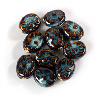 Kraal Keramiek 18x14mm Bruin