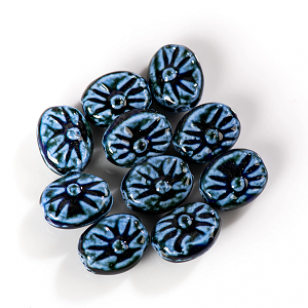 Kraal Keramiek Blauw 18x14mm