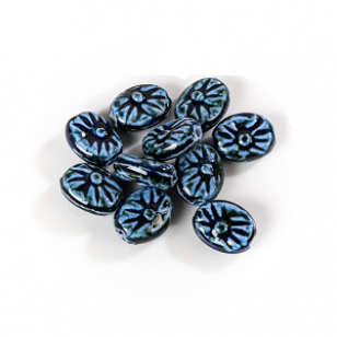 Kraal Keramiek Blauw 18x14mm
