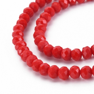 Glaskralen Facet 6x5mm Rood