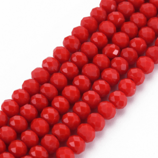 Glaskralen Facet 6x5mm Rood