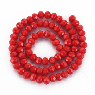 Glaskralen Facet 6x5mm Rood
