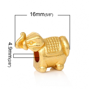 Kraal Olifant Goud 16x12mm