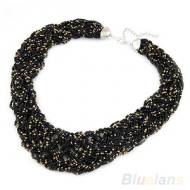 Choker Rocailles Zwart Goud