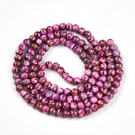 Kralen Glas 6mm Hotpink/Gold