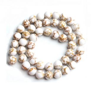Glas Kralen Wit/Goud 4mm