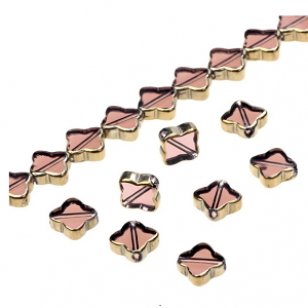 Glas Kralen Klaver 4 pink