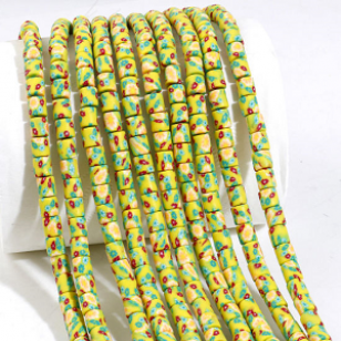 Kralen Polymeer 6x6mm Geel
