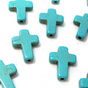 Kraal Turquoise Kruis 18x15mm