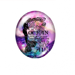 Glas Plaksteen Mermaid 13x18mm