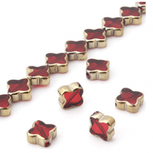 Glas Kralen Klaver4 Rood