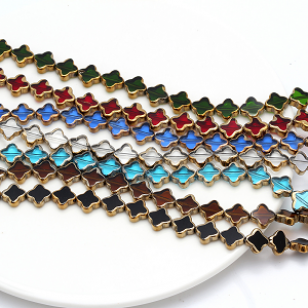 Glas Kralen Klaver4 Rood