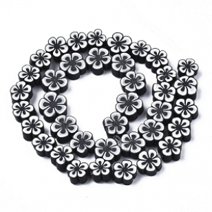 Kralen Klei Bloem Zwart 10mm-40x
