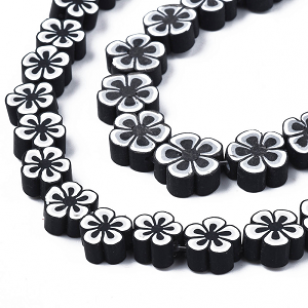 Kralen Klei Bloem Zwart 10mm-40x